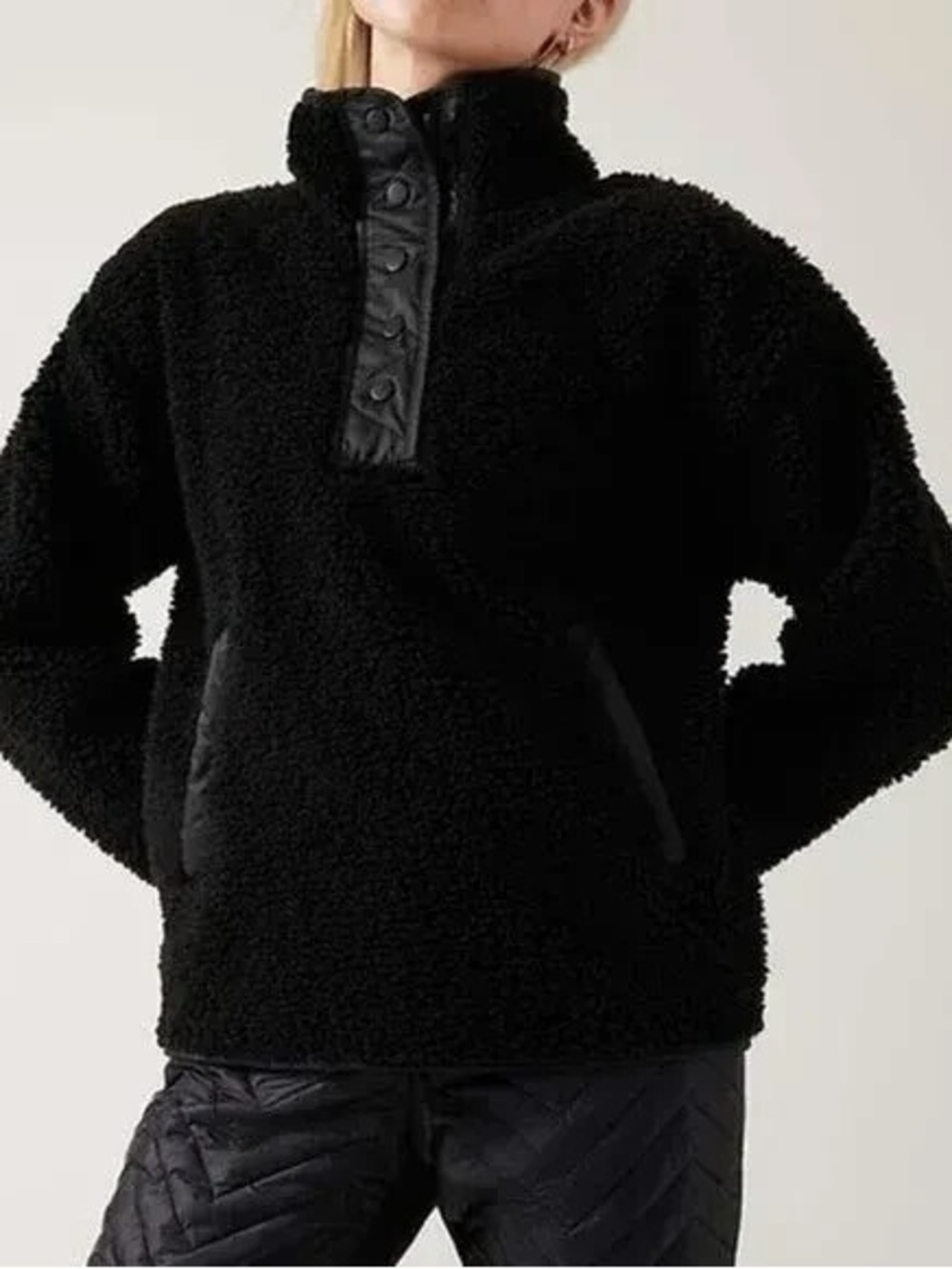 Athleta Cozy Sherpa Snap Sweatshirt Size Large Cozy
